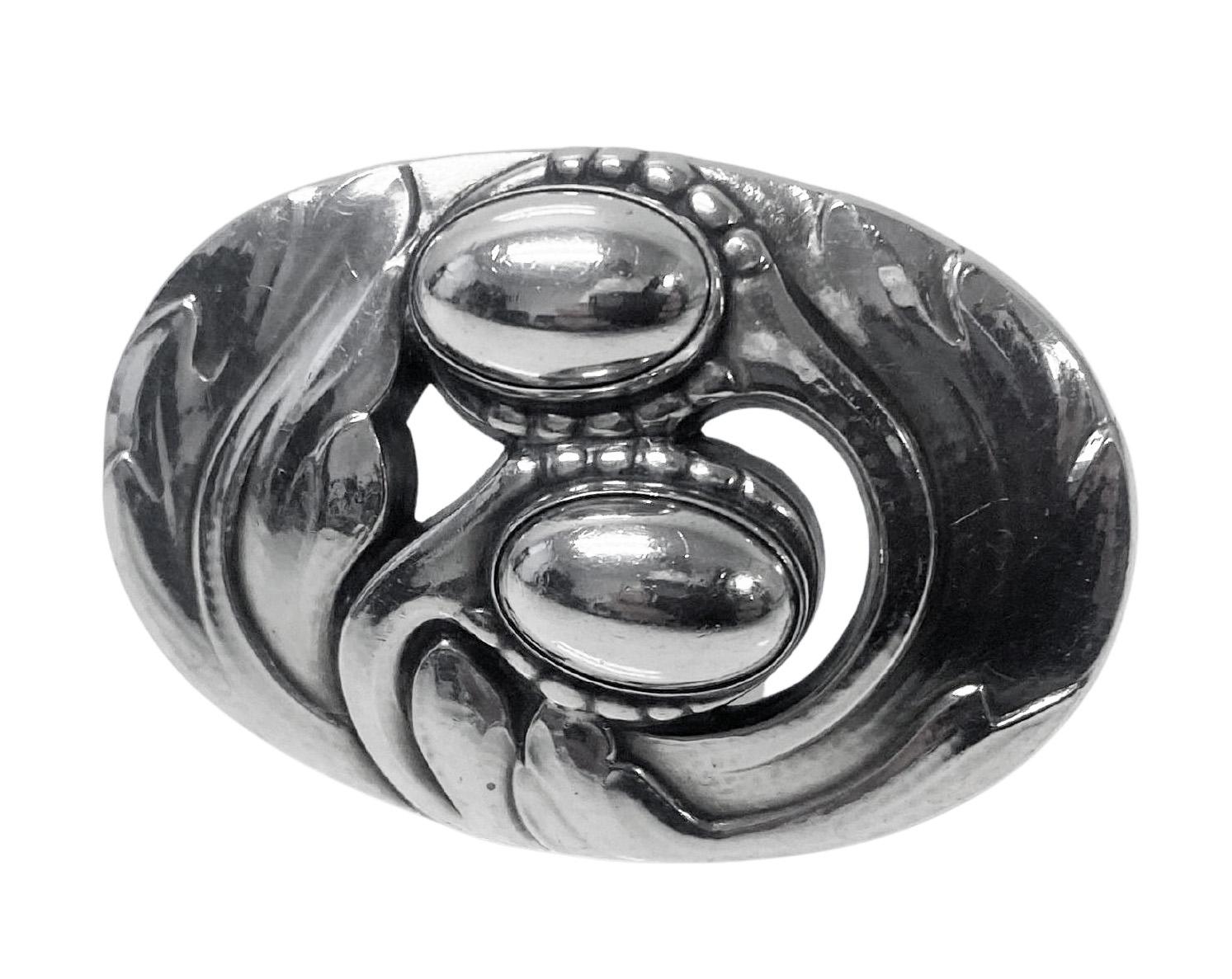Georg Jensen Sterling Silver Blossom Pin C.1950 design No 7 For Sale 1