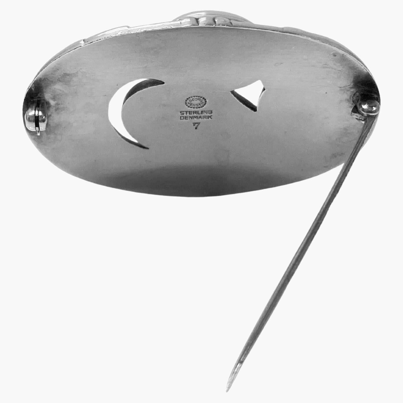 Georg Jensen Sterling Silver Blossom Pin C.1950 design No 7 For Sale 2