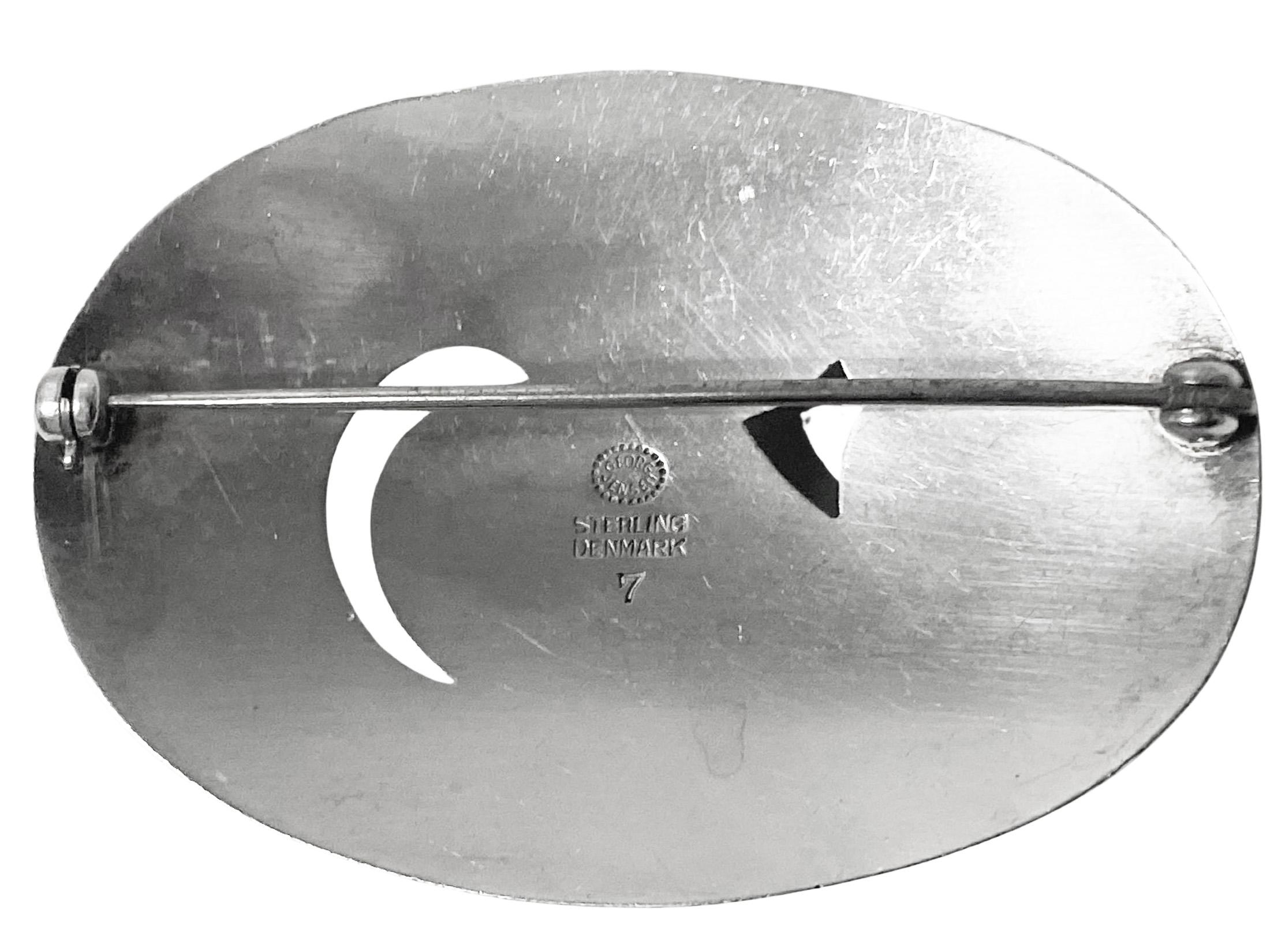 Georg Jensen Sterling Silver Blossom Pin C.1950 design No 7 For Sale 4
