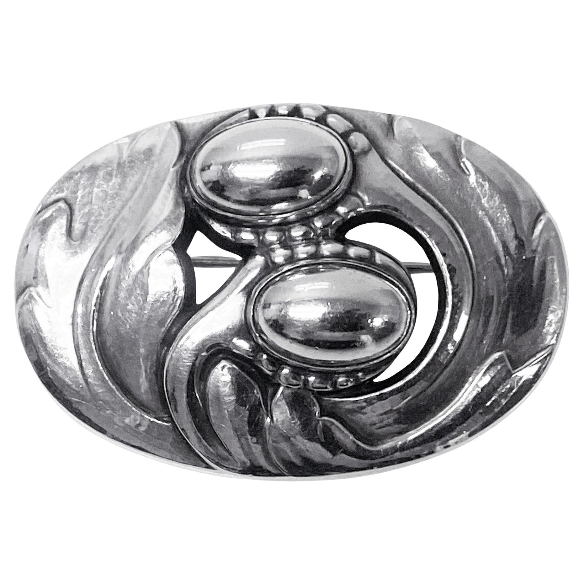 Georg Jensen Sterling Silver Blossom Pin C.1950 design No 7 For Sale