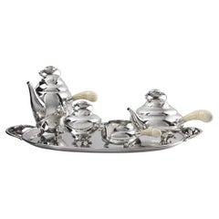 Antique Georg Jensen Sterling Silver Blossom Tea/Coffee Service on Tray 2