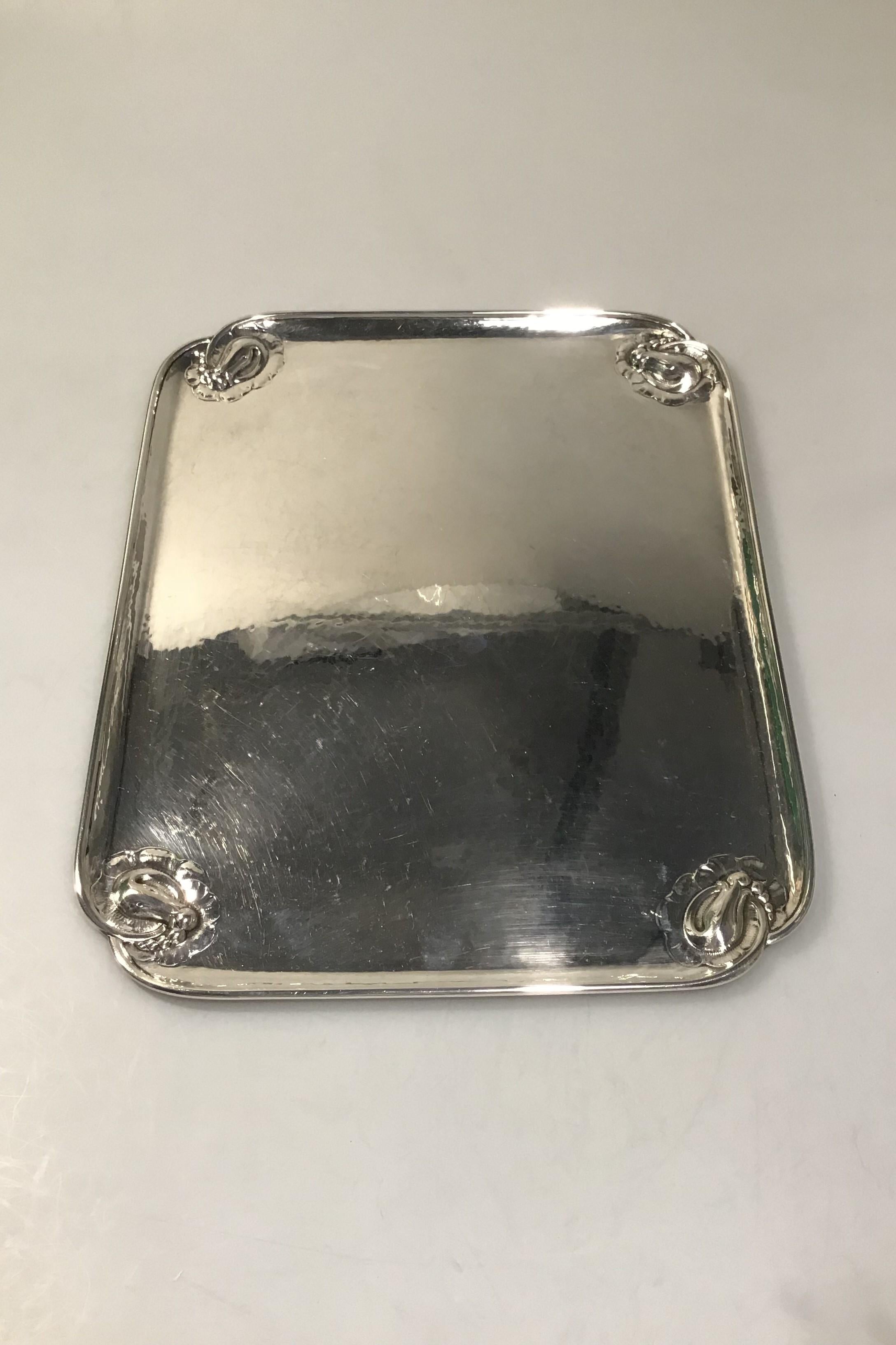 Georg Jensen sterling silver silver blossom tray no 2B 
Rectangular serving tray 
Measures 28 cm x 35 cm/11.02