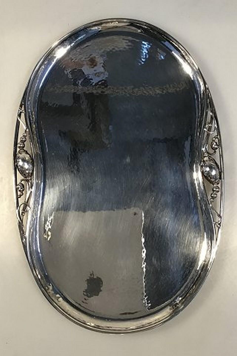 Art Nouveau Georg Jensen Sterling Silver Blossom Tray No 2P For Sale