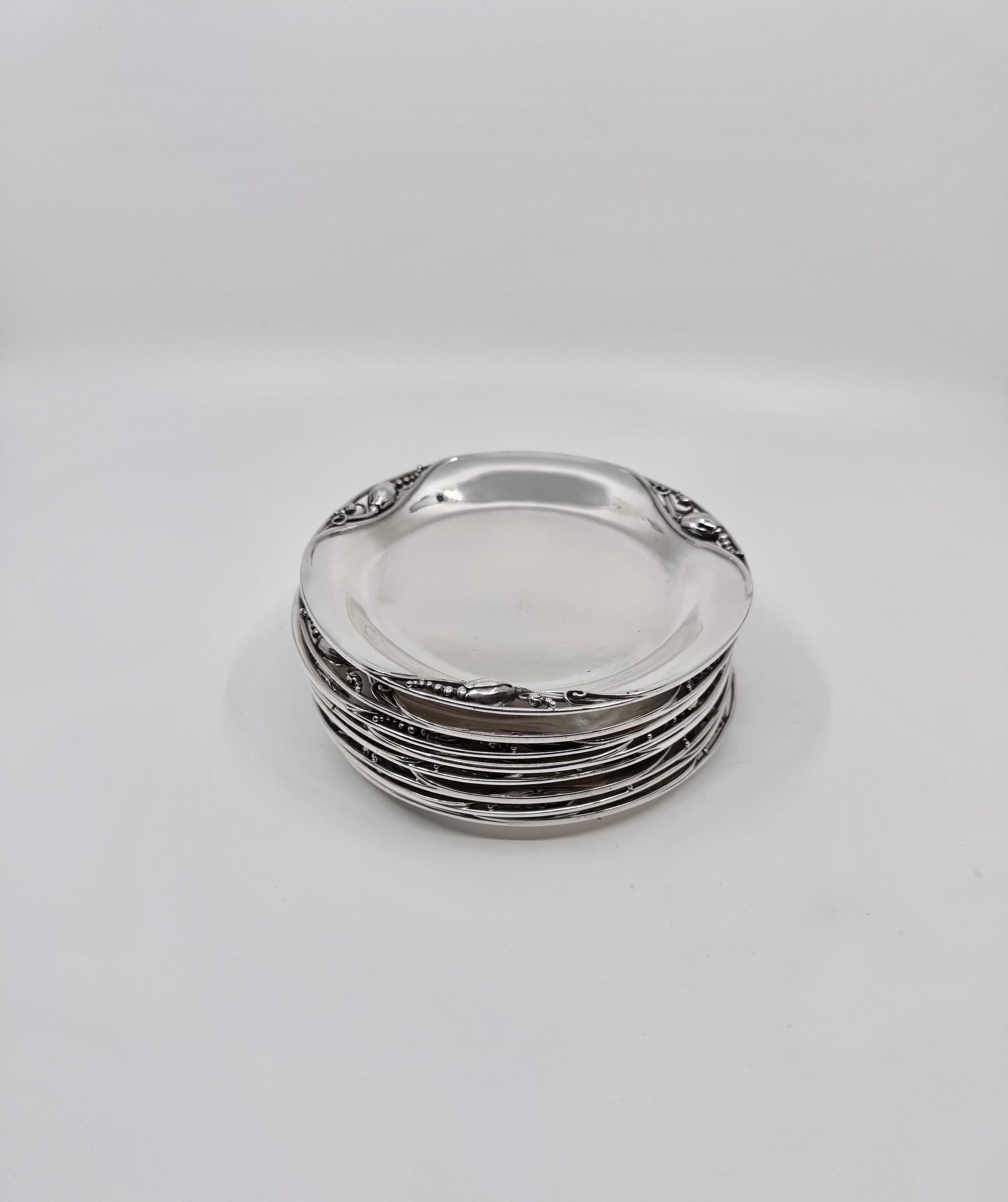 Martellato Georg Jensen sottobicchiere da vino in argento massiccio/piatto da pane 2B in vendita