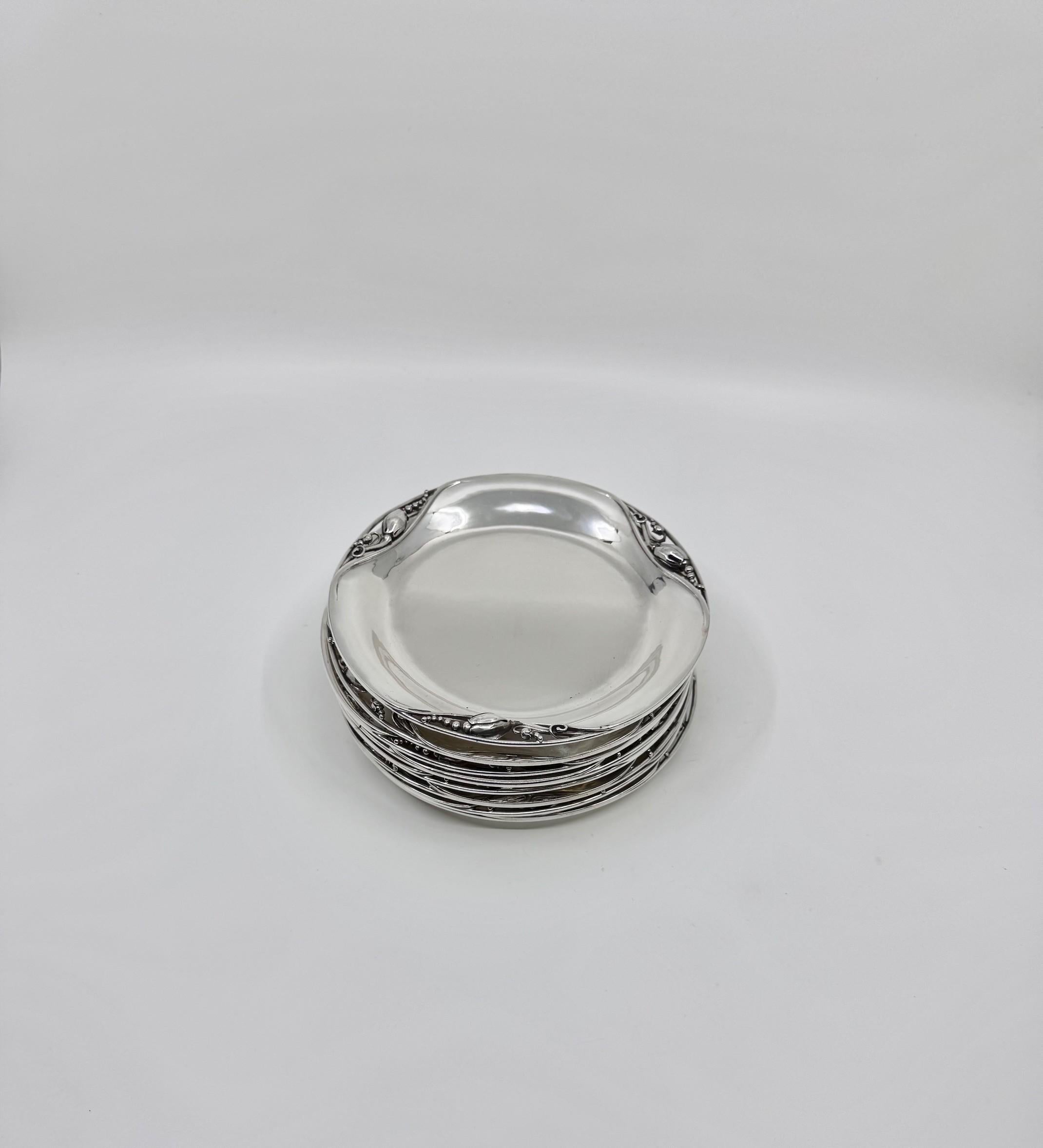 Georg Jensen sottobicchiere da vino in argento massiccio/piatto da pane 2B In condizioni ottime in vendita a Hellerup, DK