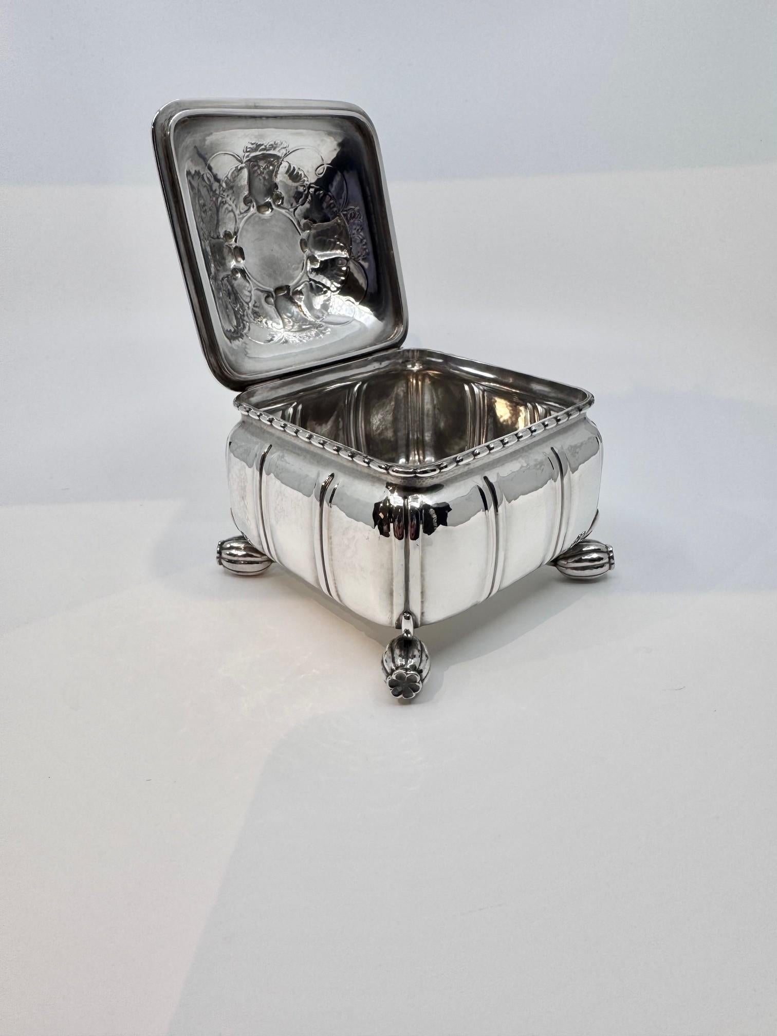 Danish Georg Jensen Sterling Silver Box 30B For Sale