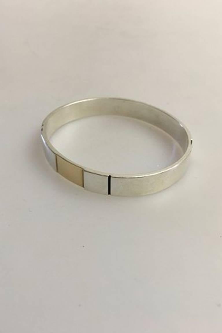 Georg Jensen Sterling Silver Bracelet No 334. Inner measurement 6.5 cm / 2 9/16 in. 1 cm / 0 25/64 in. Weighs 37 g / 1.30 oz.