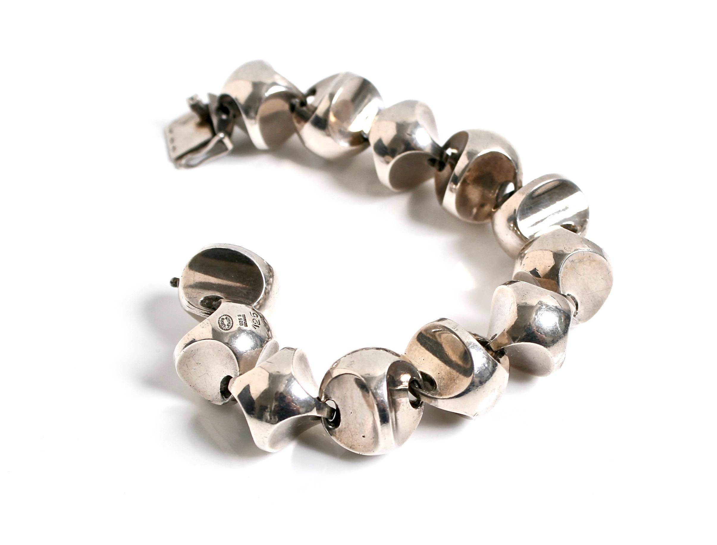 Modernist Georg Jensen Sterling Silver Bracelet Designed by Flemming Eskildsen 125 For Sale