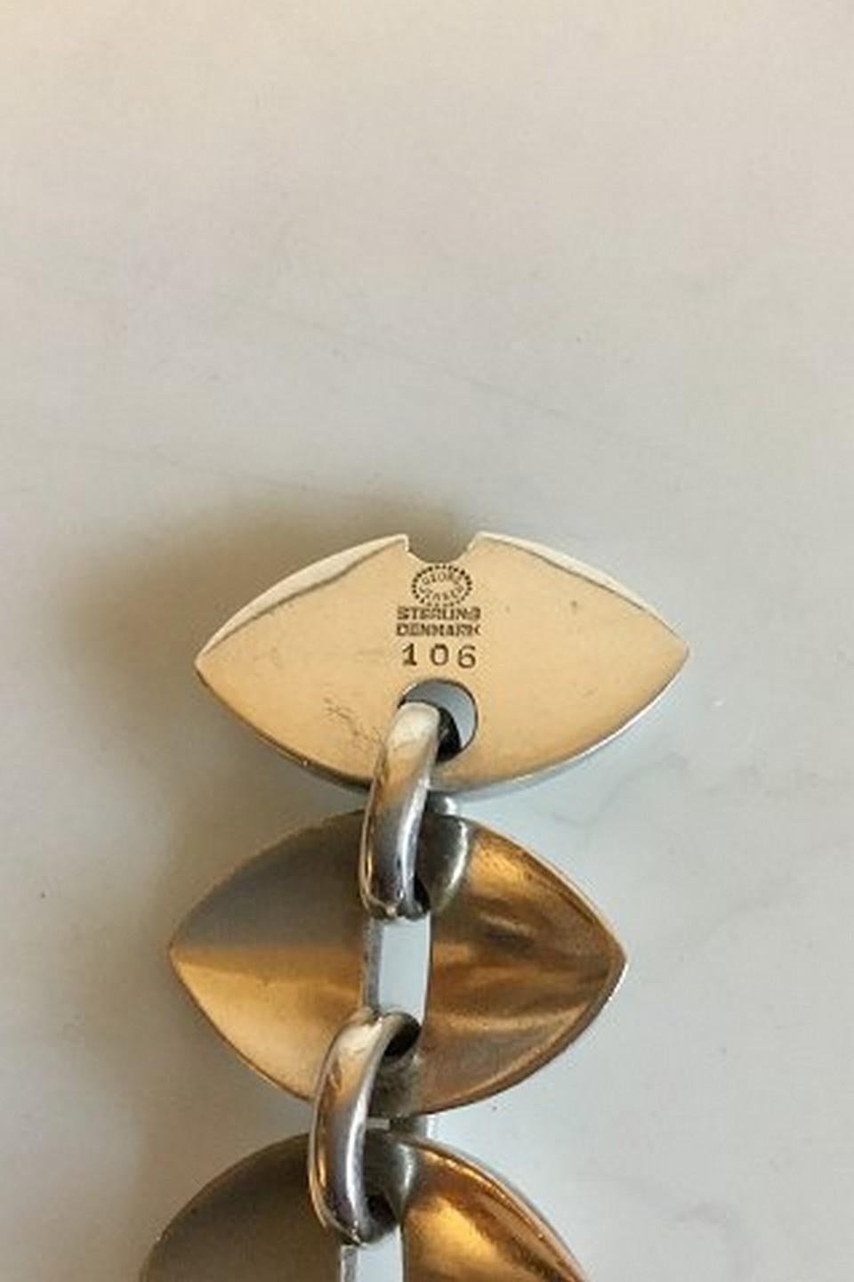 Georg Jensen Sterling Silver Bracelet No 106. Designed by Nanna Ditzel approx. 1954. Measures 17.5 cm / 6 57/64 in. Weighs 66.2 g / 2.33 oz.