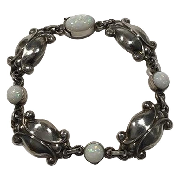 Georg Jensen Sterling Silver Bracelet No 11 Opal Measures For Sale