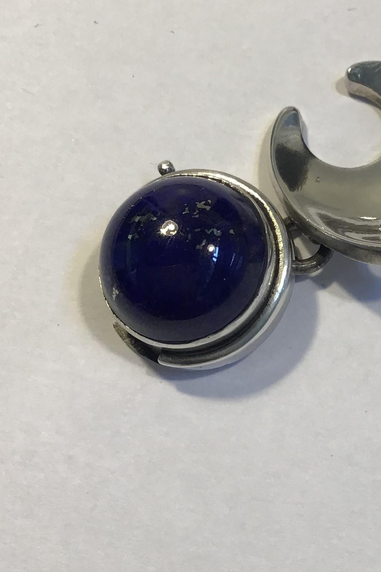 Modern Georg Jensen Sterling Silver Bracelet No 130B Lapis Lazuli For Sale