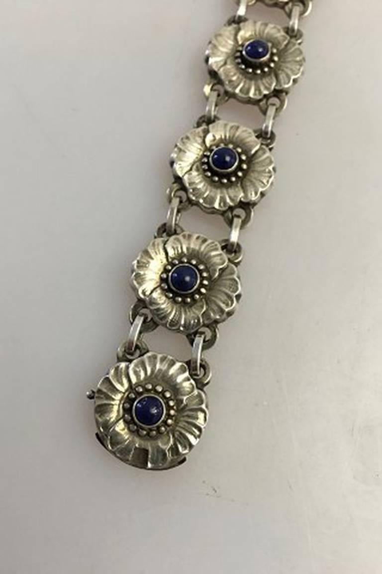 Modern Georg Jensen Sterling Silver Bracelet No 36 with Lapis Lazuli