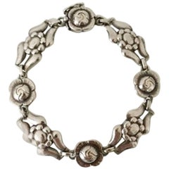 Georg Jensen Sterling Silver Bracelet with Flower Links No 18