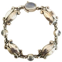 Antique Georg Jensen Sterling Silver Bracelet with Moonstones No 11