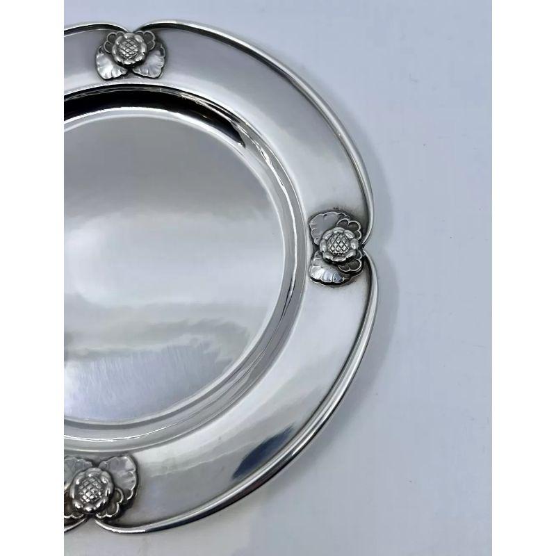 Hammered Georg Jensen Sterling Silver Bread Plate/Coaster 491C For Sale