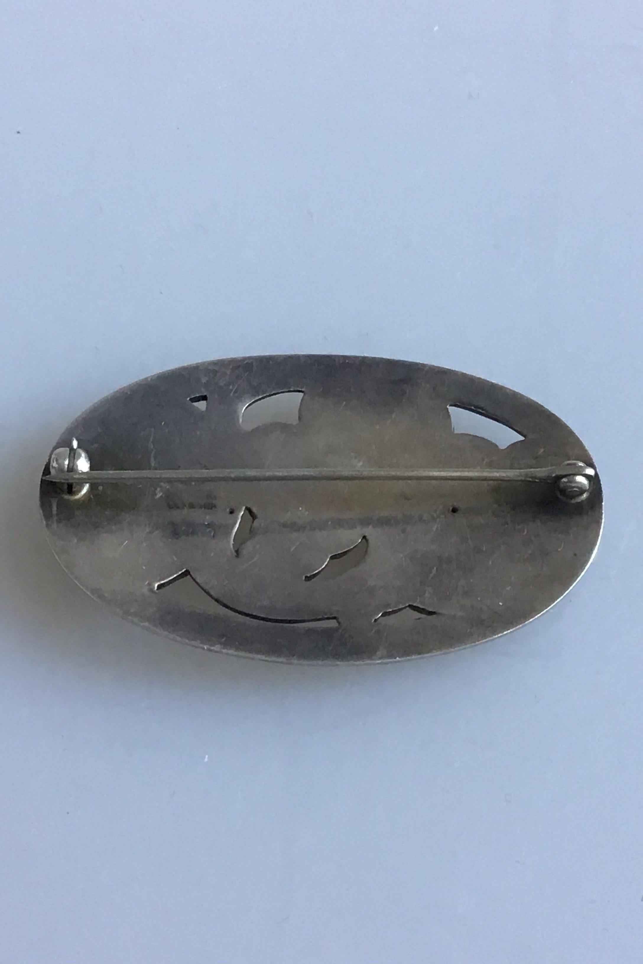 Georg Jensen Sterling Silver Brooch No 177B. Measures 5.2 cm / 2 in. x 3.2 cm / 1 1 /4 in. With faint marks. Weighs 13.6 g / 0.48 oz.