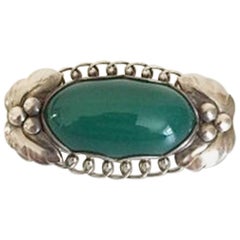 Georg Jensen Sterling Silver Brooch #223 with Green Agate