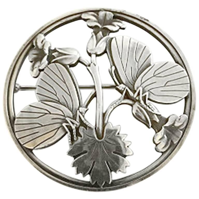 Georg Jensen Sterling Silver Brooch #283 with Butterfly Motif at