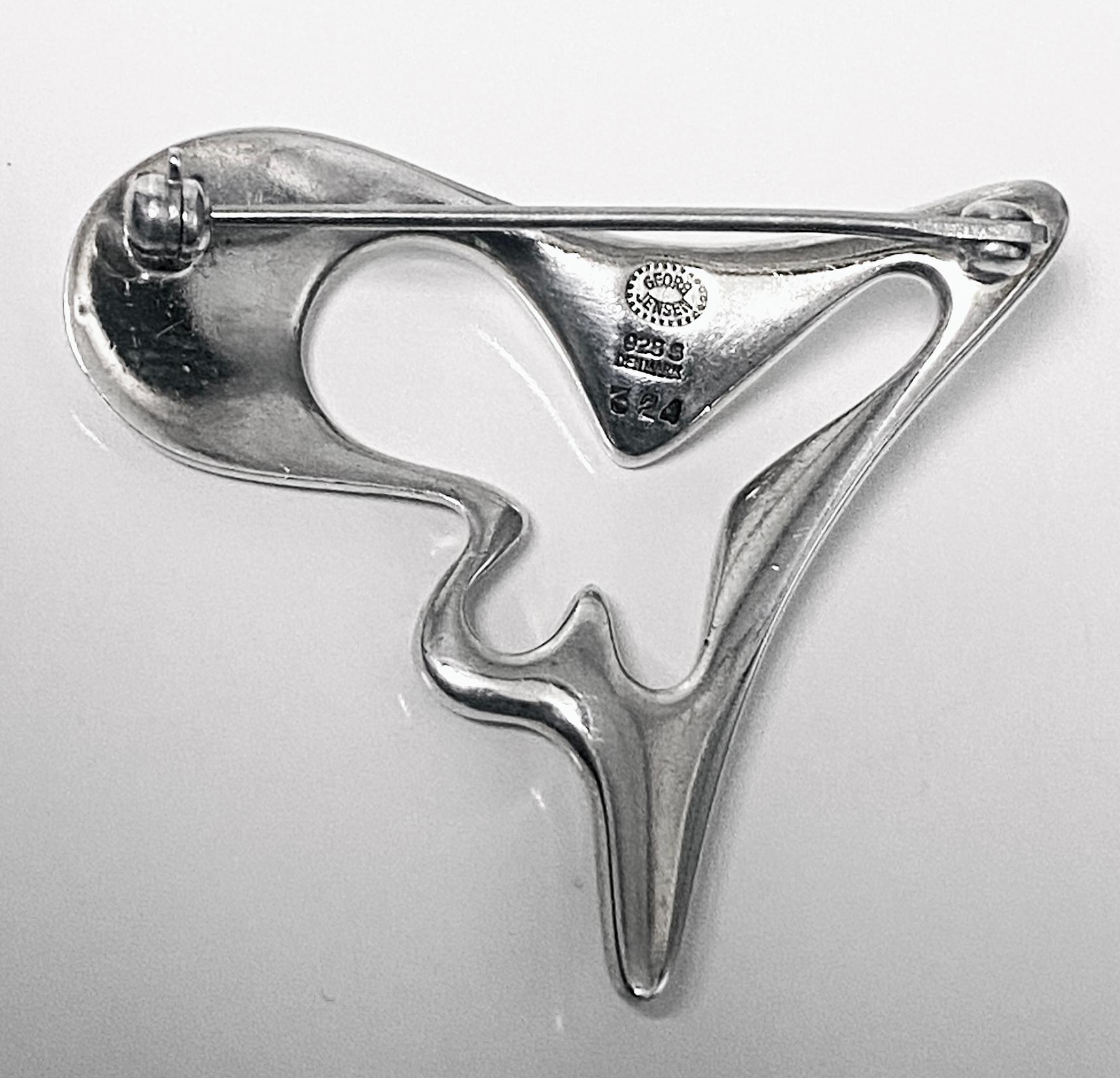Women's or Men's Georg Jensen Sterling Silver brooch, design #324 by Henning Koppel