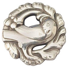 Antique Georg Jensen Sterling Silver Brooch Dove #134 from 1933-1944
