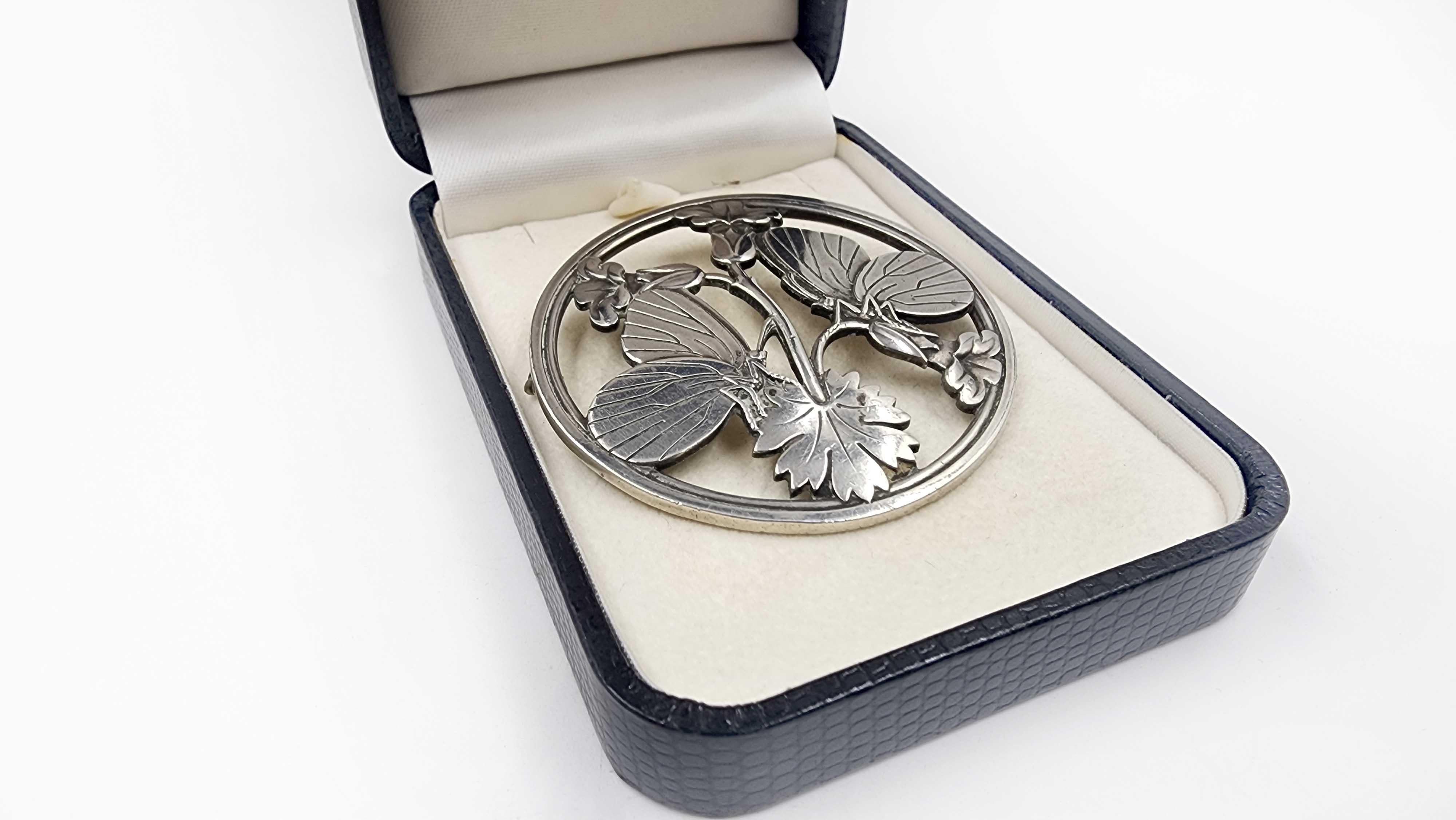 Hand-Crafted Georg Jensen sterling silver brooch from the 1970s For Sale