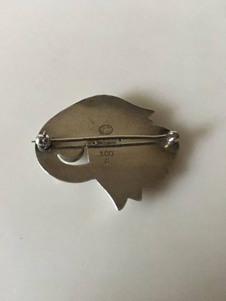 Georg Jensen Sterling Silver Brooch No. 100A. Measures 3.5 cm (1 3/8 in.). Weighs 7 grams / 0.25 oz. With GJ Marks from after 1945.