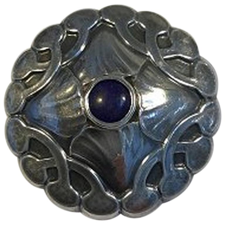 Georg Jensen Sterling Silver Brooch with Lapis Lazuli No 16