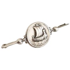 Georg Jensen Sterling Silver Brooch with Viking Ship #220