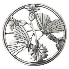 Retro Georg Jensen Sterling Silver Butterfly and stylized Flowers Brooch C.1940
