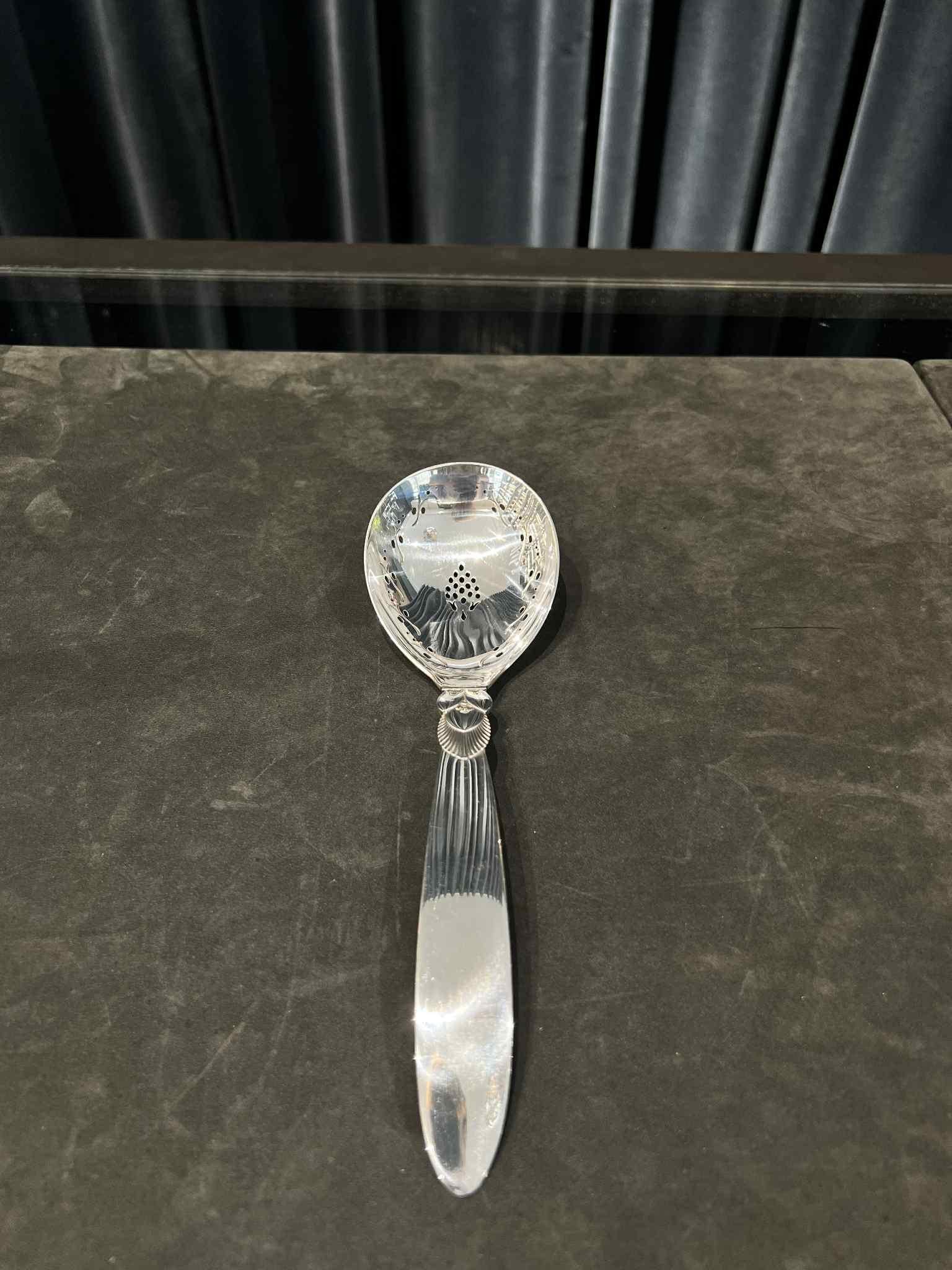 Art Deco Georg Jensen Sterling Silver Cactus Berry Spoon #182 For Sale