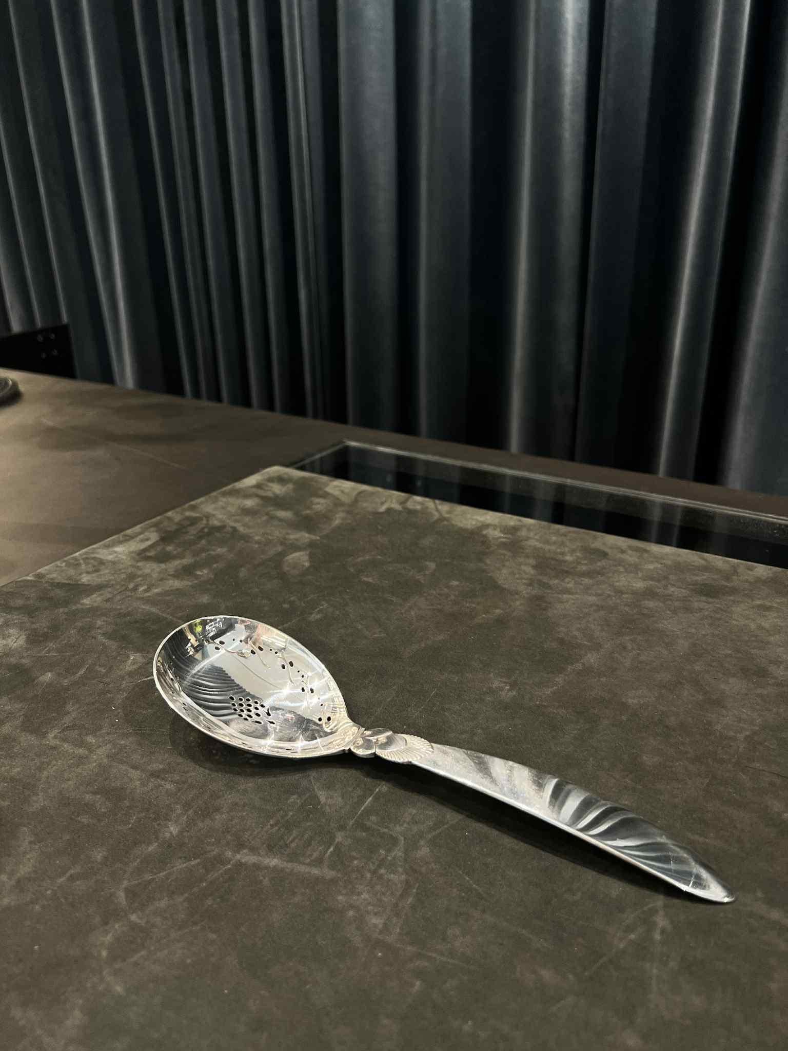 Danish Georg Jensen Sterling Silver Cactus Berry Spoon #182 For Sale