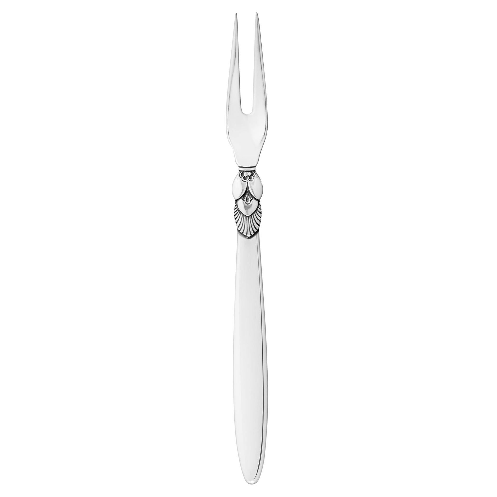 Georg Jensen Sterling Silver Cactus Cold Cut Fork by Gundorph Albertus For Sale