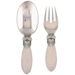 Georg Jensen Sterling Silver 'Cactus' Cutlery, Child's Set of Spoon and Fork
