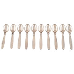 Georg Jensen Sterling Silver 'Cactus' Cutlery, Coffee Spoons, Ten Pieces