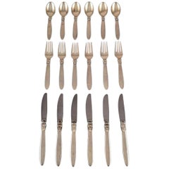 Georg Jensen Sterling Silver 'Cactus' Cutlery. Complete Service, 18 Pieces