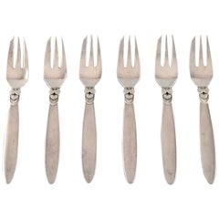 Georg Jensen Sterling Silver 'Cactus' Cutlery, Set of 6 Pastry Forks