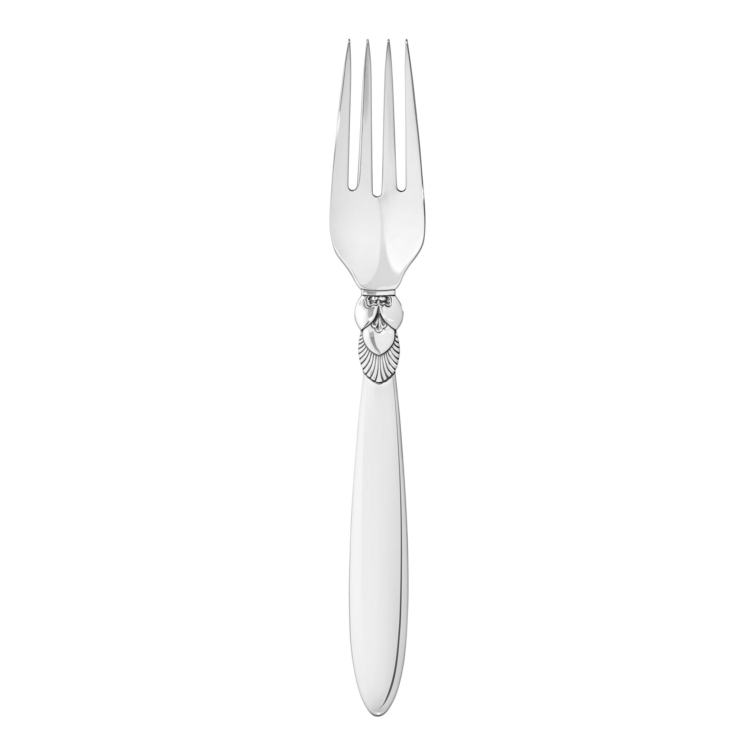 Georg Jensen Sterling Silver Cactus Large Dinner Fork by Gundorph Albertus For Sale