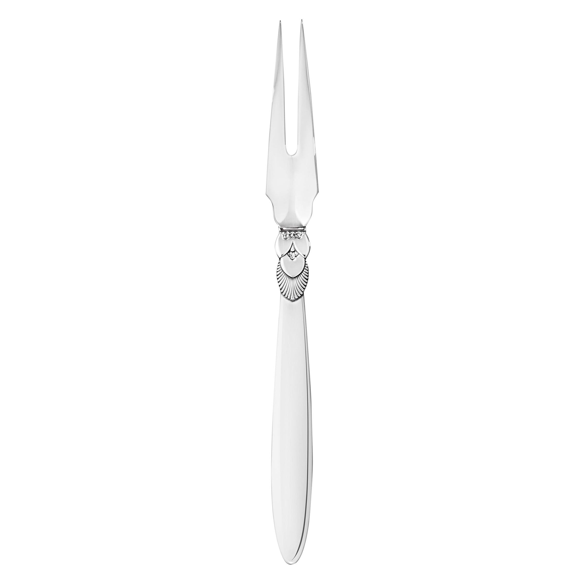 Georg Jensen Sterling Silver Cactus Meat Fork with 2 Tines by Gundorph Albertus For Sale