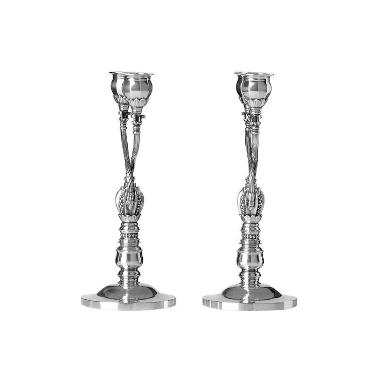 Art Nouveau Georg Jensen Sterling Silver Candelabra #343 For Sale