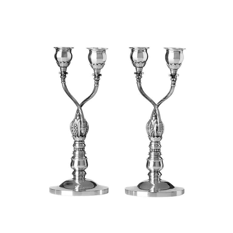 Danish Georg Jensen Sterling Silver Candelabra #343 For Sale
