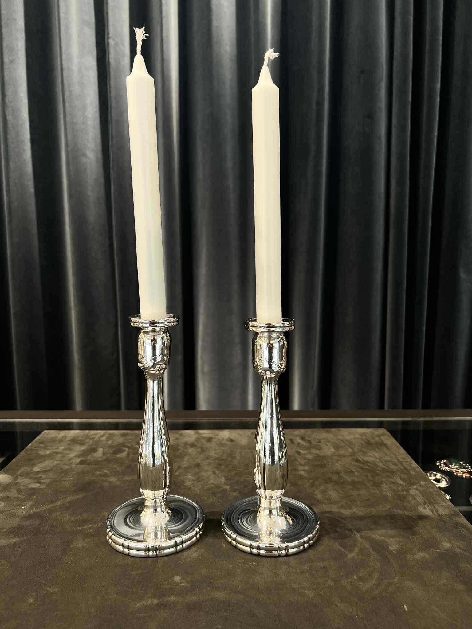 Danish Georg Jensen Sterling Silver Candlesticks 119 For Sale