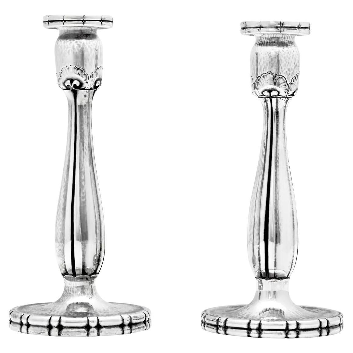 Georg Jensen Sterling Silver Candlesticks 119 For Sale