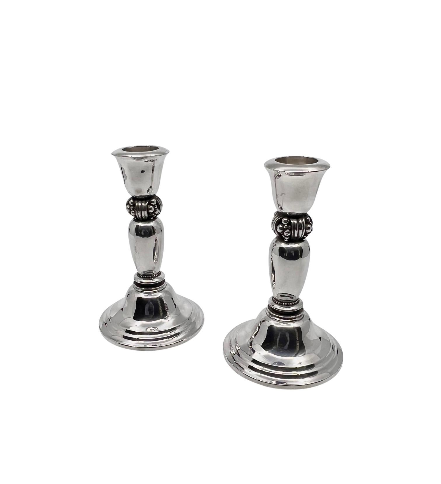 Art Nouveau Georg Jensen Sterling Silver Candlesticks #492