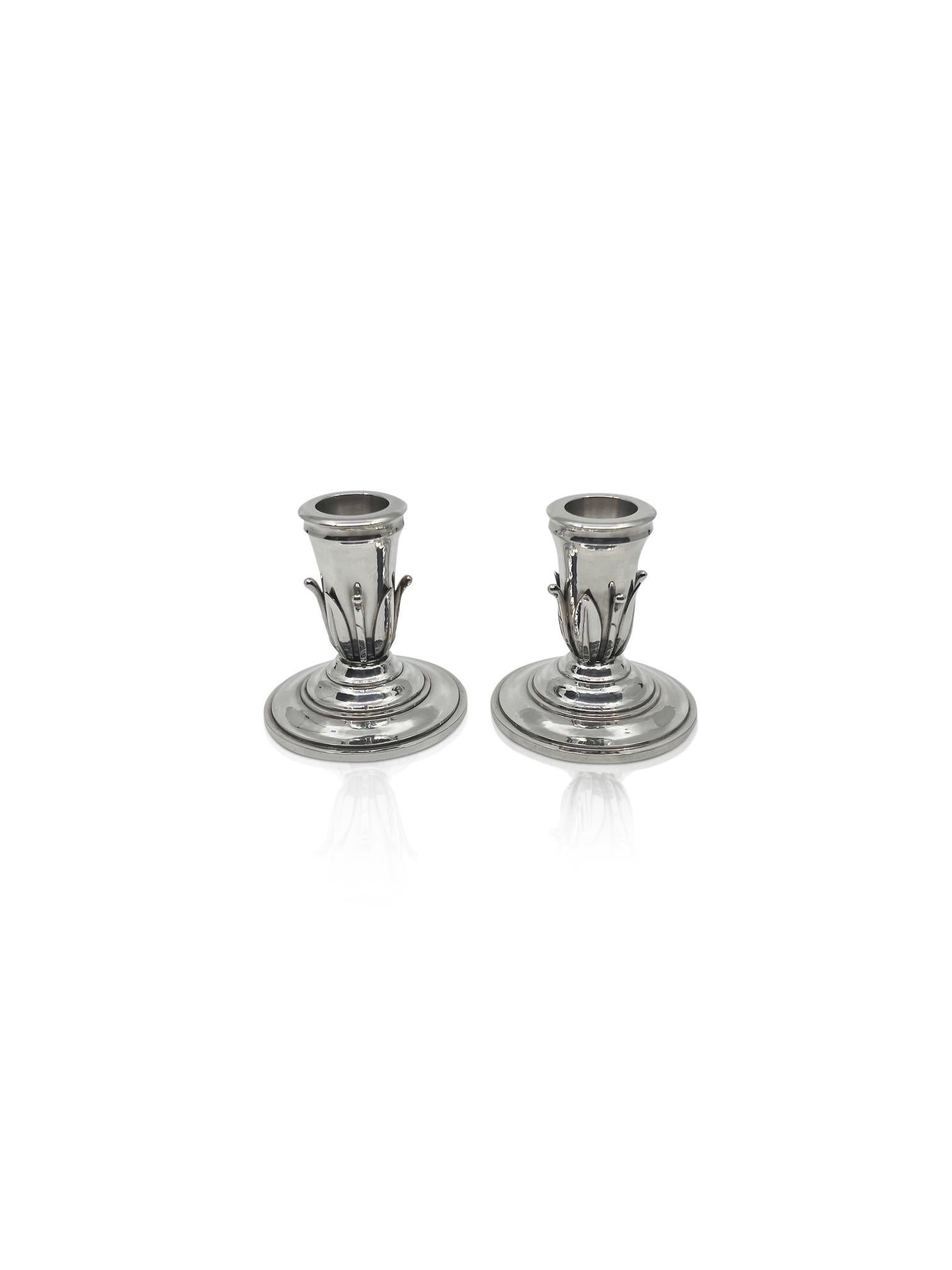 Art Nouveau Georg Jensen Sterling Silver Candlesticks 612 For Sale