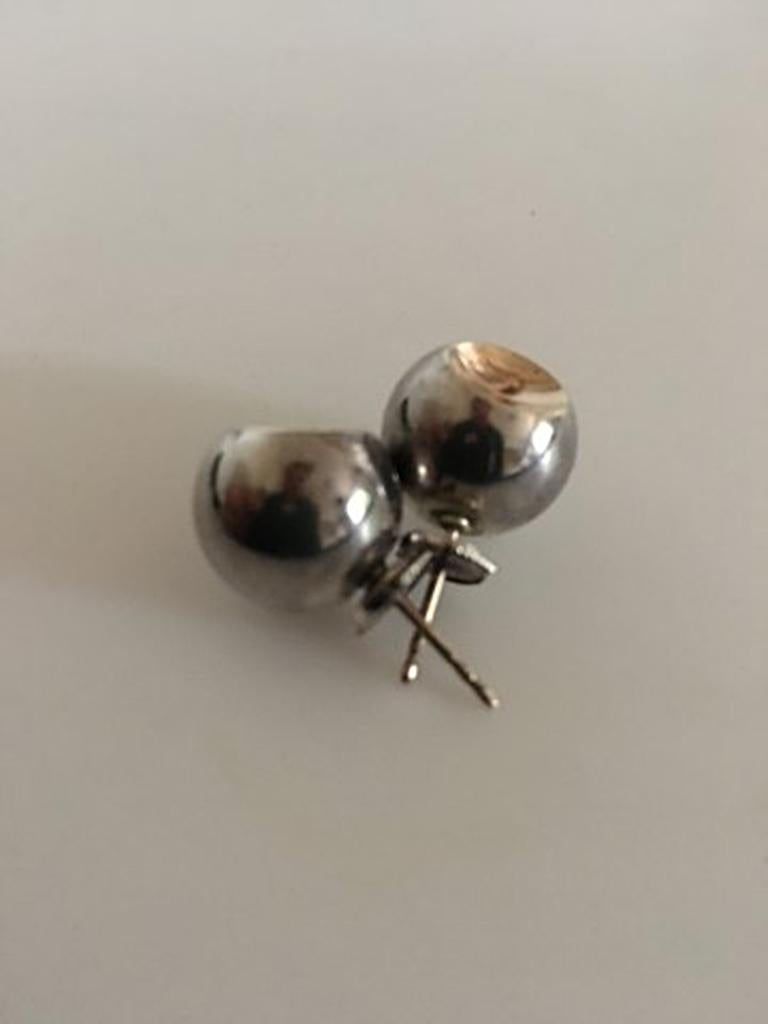Georg Jensen Sterling Silver Cave Jacqueline Rabun Earrings (stickers), with gilded 