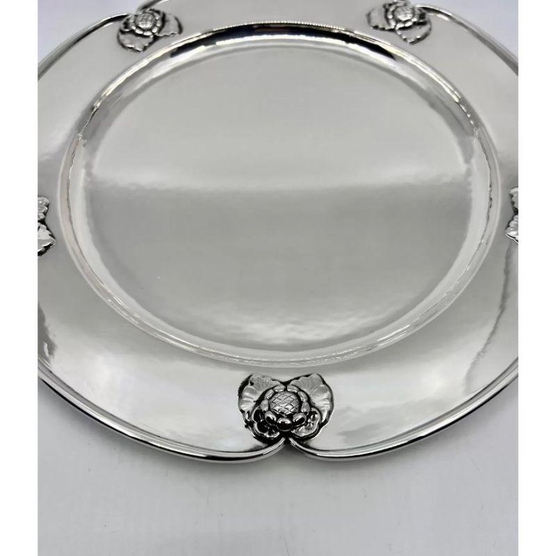 Hammered Georg Jensen Sterling Silver Charger Plate 491B For Sale