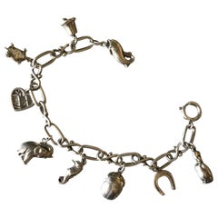 Retro Georg Jensen Sterling Silver "Charm" Bracelet No. 80 '9 Charms'