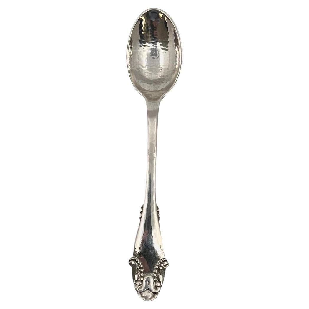 Georg Jensen Sterling Silver Child Spoon with Two Set Moonstones For Sale