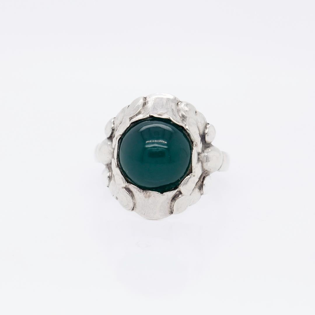  Georg Jensen Sterling Silver & Chrysoprase Ring No. 11A In Good Condition For Sale In Philadelphia, PA
