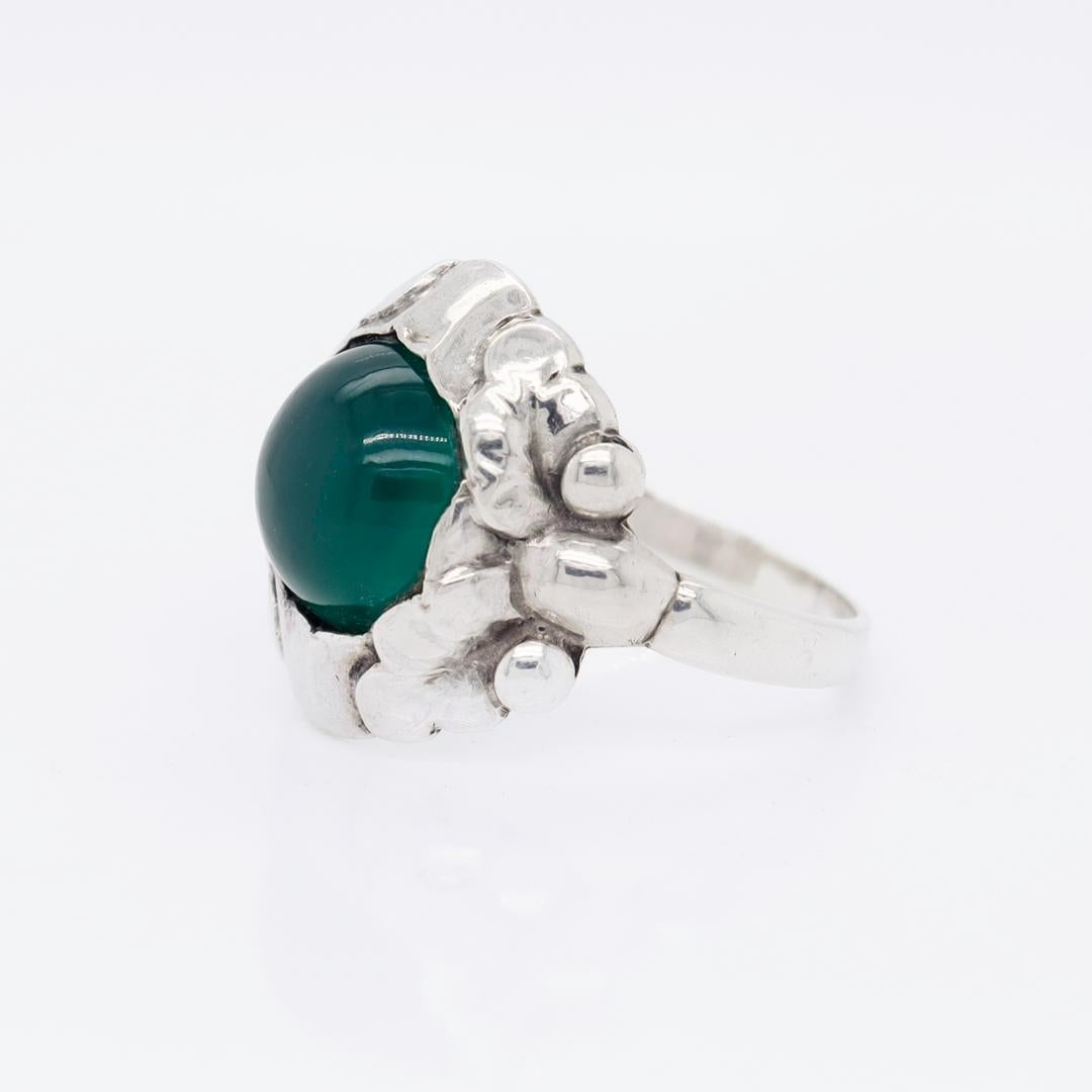  Georg Jensen Sterling Silver & Chrysoprase Ring No. 11A For Sale 1